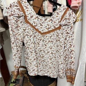 In Bloom Brown and Cream Floral Blouse